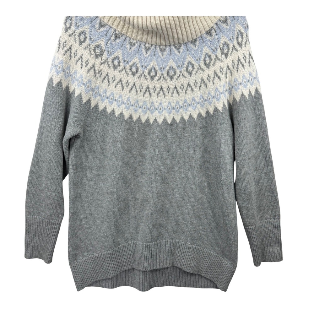 Banana‎ Republic Fair Isle Turtleneck Sweater Women Small Grey Blue Alpaca Blend - Picture 8 of 13
